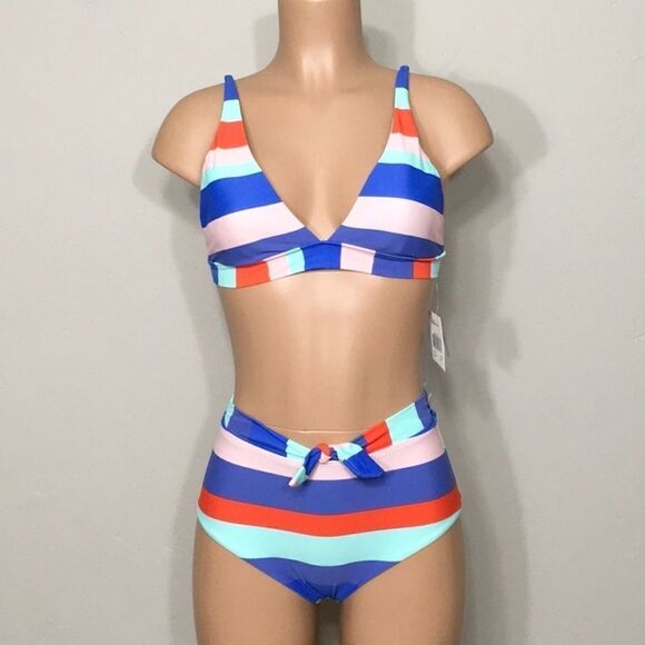 RAISINS stripe high waisted swimsuit. Medium. NWT - Picture 2 of 7